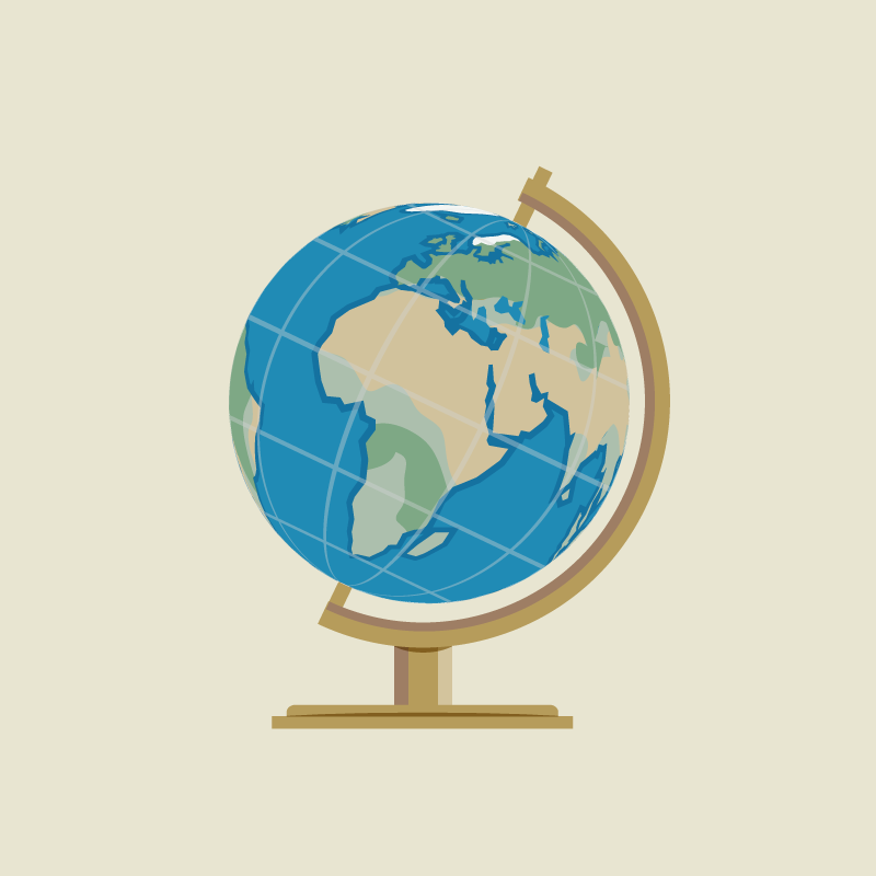 Globe icon representing international work